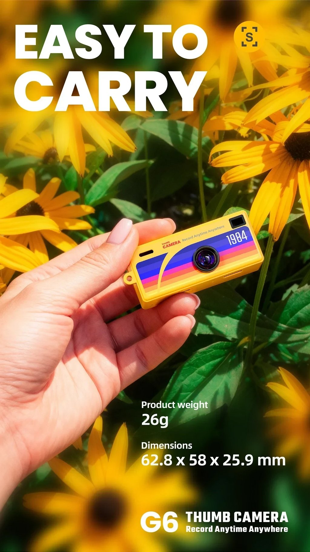Thumb Camera 1080P FHD, 130° Wide-Angle Lens with AF Autofocus & Fill Light, Portable Mini Camera with TFT LCD Screen mini CCD