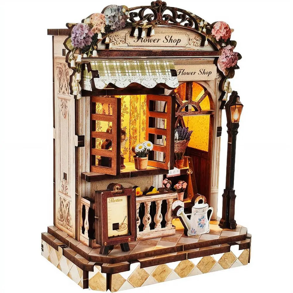 DIY Book Home Wooden Building Gift Creative Bookstore Desktop Decoration 3D Hand-assembled Building Model Highquality Furnishing