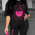 Funny Bear High Street Fashion Brand Short-sleeved T-shirts for Women Girl Summer New Design Printed Tops
