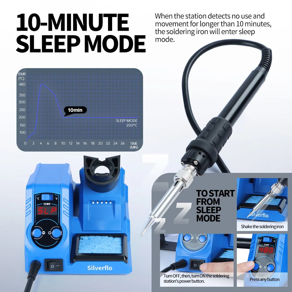 Silverflo 926LED-V Series Soldering Station Thermostatic Soldering Iron Station Welding Rework Station with Sleep Mode