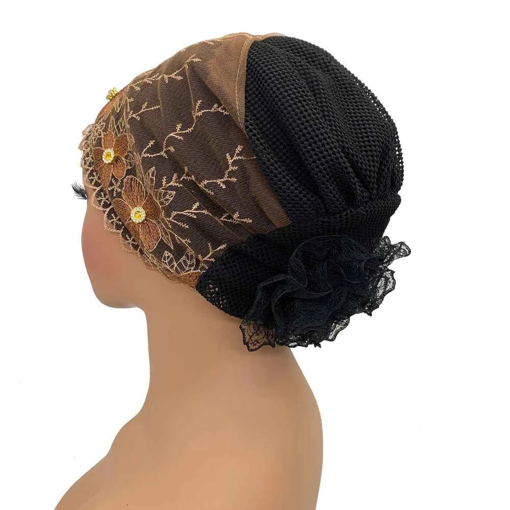 Rhinestone Embroidery Women Head Turban Muslim Female Hat Cancer Chemo Cap African Head Wraps Bonnet