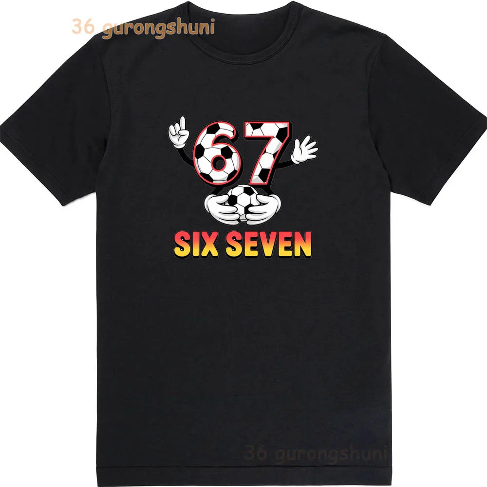 Children 67 print Clothes Kids black T Shirt For Boys Shirts baby T-shirts 6 7 summer Tops For Girl clothing boy Short Sleeve