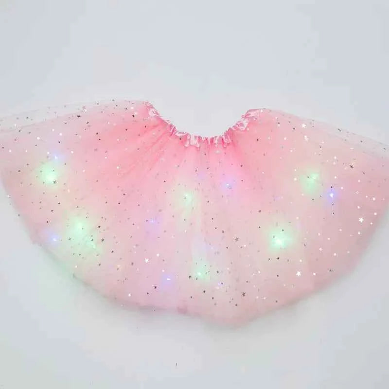 LED Glowing Light Kids Girls Princess Tutu Skirts Children Cloth Wedding Party Dancing Miniskirt Costume Cosplay Led Clothing