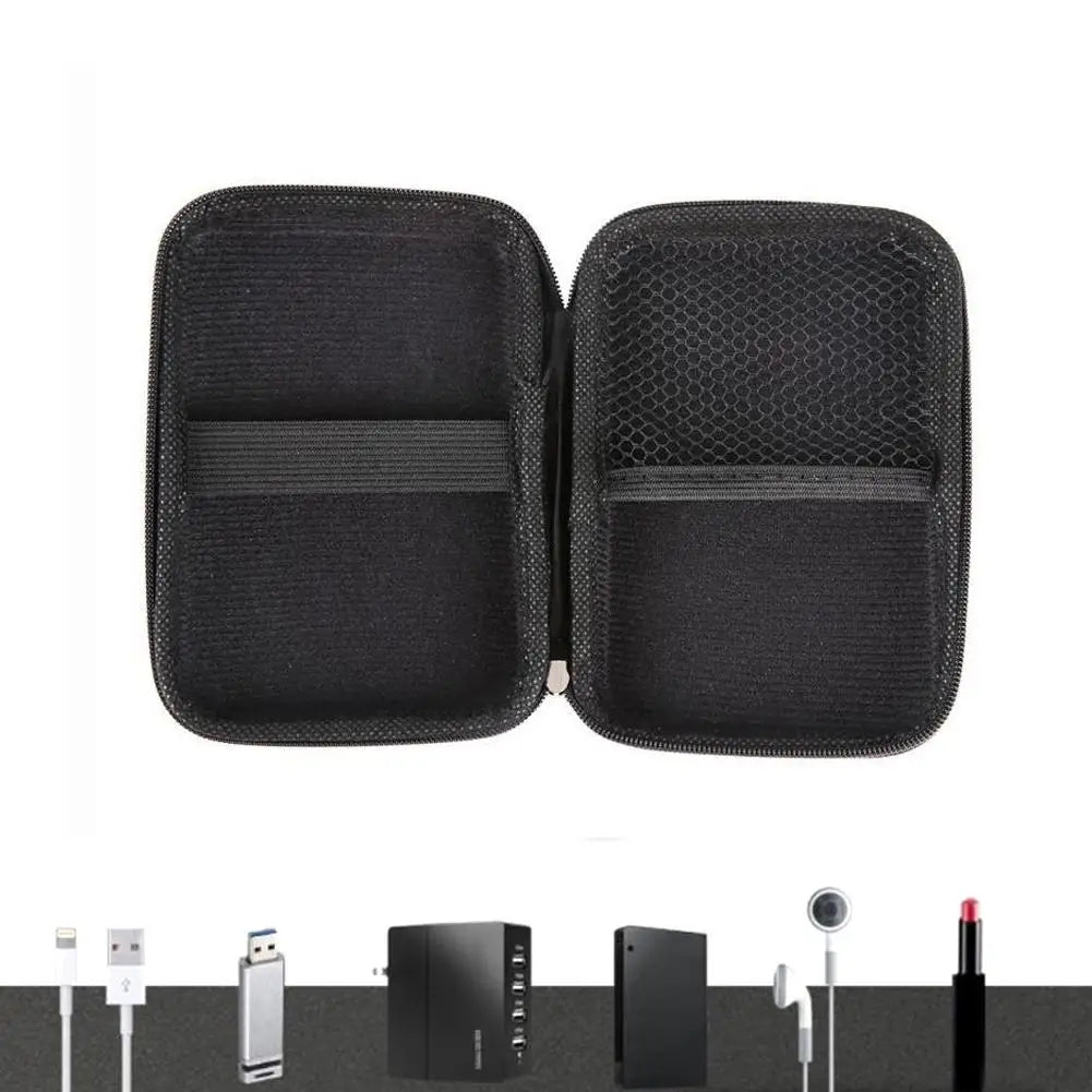 2.5 Hard Disk Case Portable HDD Protection Bag for External 2.5 inch Hard Drive/Earphone/U Disk Hard Disk Drive Case Black