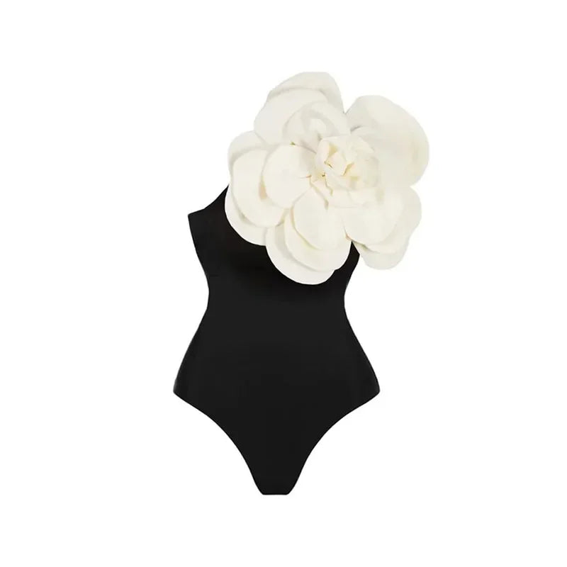 2026 New Sexy White 3D Flower Solid Two Piece Push Up Bikini Set Luxury Swimwear Women Swimsuit Beachwear Summer Bathing Suit