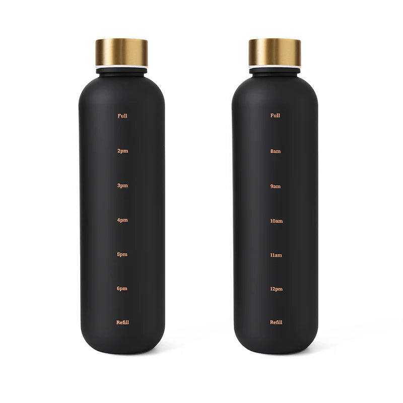 1000ML Bottle With Time Marker Motivational Reusable Fitness Sports Outdoors Travel Cycling Leakproof BPA Free Frosted Bottle