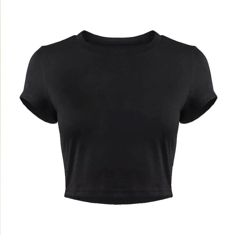 Letter Print Casual Crop Sports Tee Short Sleeves Fashion Fitness Workout Crop T-shirt Top Women's Activewear Graphic
