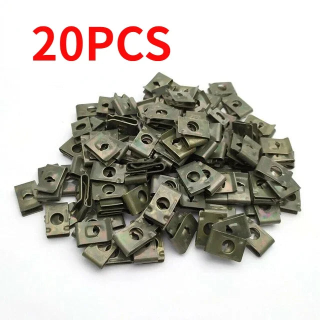 Auto Self-tapping Screw Clips U-clamp with Threaded Nut Clips Auto Fender Fastener Clips for Auto Motorcycle Scooter Parts