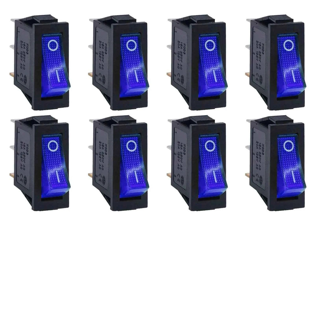 8/24Pcs AC 250V/15A 125V/20A Illuminated LED On/Off SPST 3 Pin 2 Position Mini Boat Rocker Toggle Switch Snap for Househould DIY