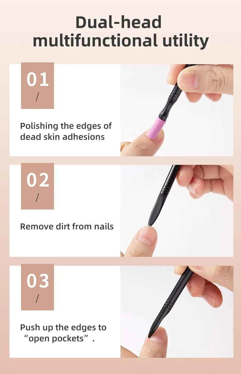 1/5PCS Quartz Pen Nail  Cuticle Pushers Nail Polish Manicure Stick Nail Files Grinding Pen Dead Skin Remover for Natural Nail