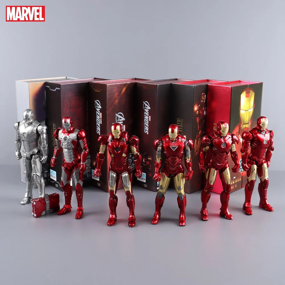 ZD Toys LED Light Iron Man MK1 MK2 MK3 MK4 MK5 MK6 MK7 MK43 MK50 7" Movie Action Figure Tony Stark Legends Toys