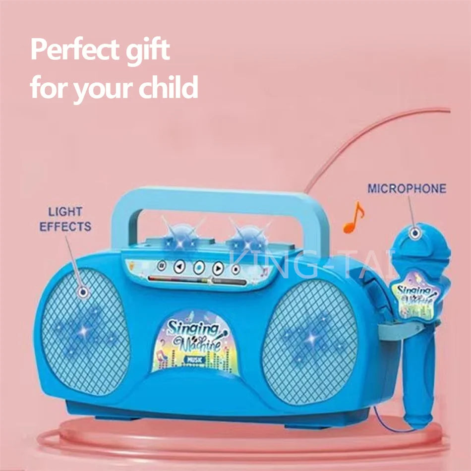 Kids Microphone Karaoke Machine Music Instrument Toys with Light Indoor Outdoor Travel Educational Toy Gift for Girl Boy Child