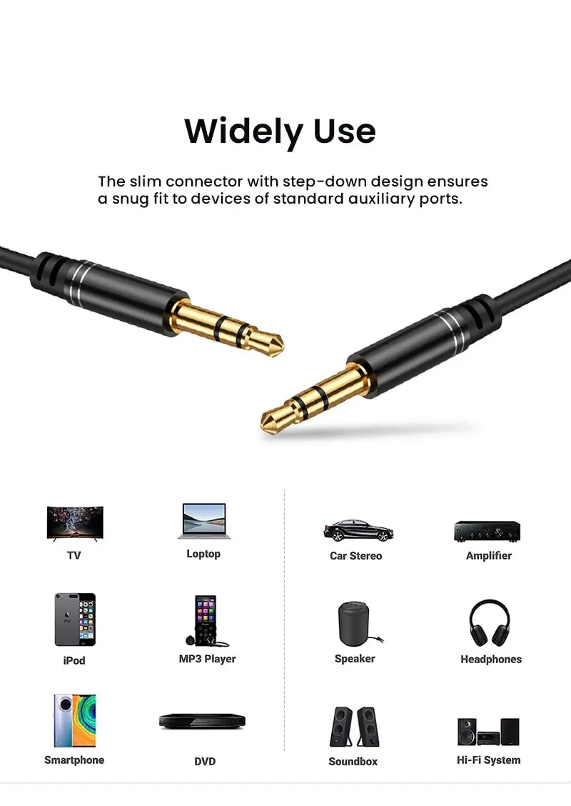 3.5mm Audio Cable Aux Cable Audio Input Adapter Male to Male AUX Cord Compatible with Car Stereos Speaker Headphones