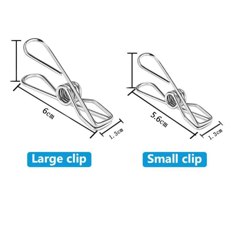 5CM 6CM Stainless Steel Clips 10/20/40 Clothes Pins Pegs Holders Clothing Clamps Sealing Clip Household Multipurpose Clothespin