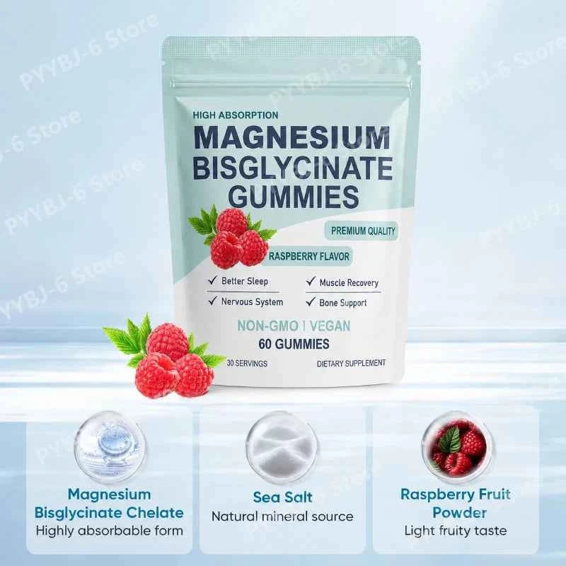 Magnesium BI glycinate Gummies Raspberry Flavor 60 Count