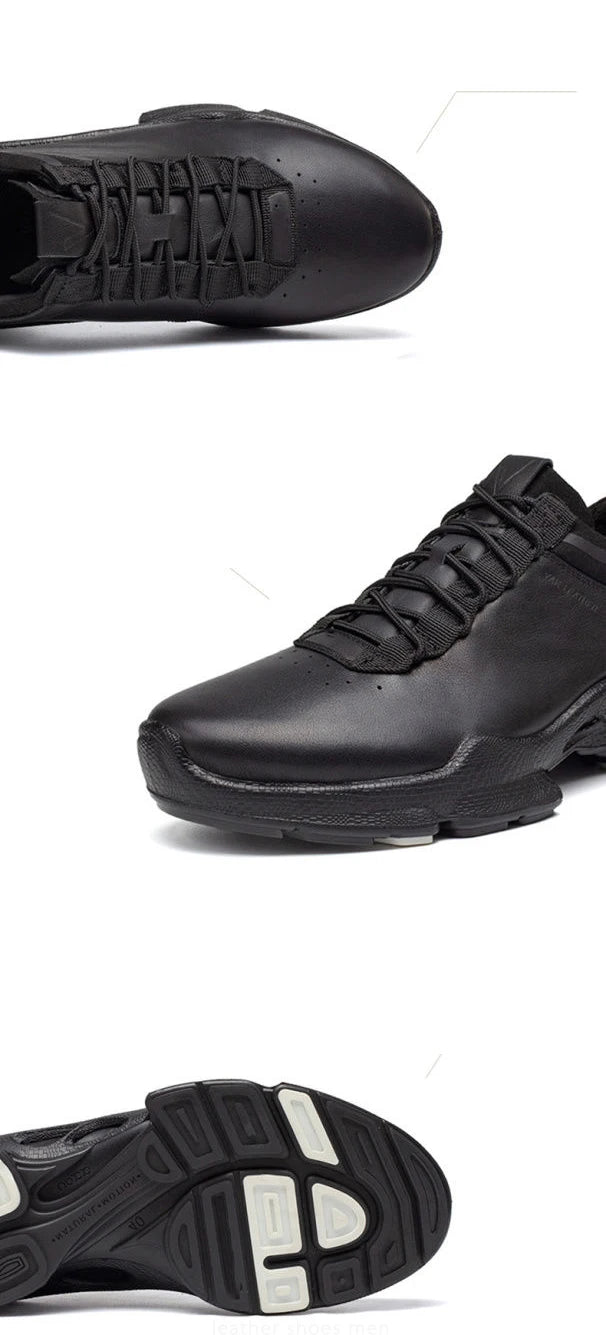 Natural Genuine Leather Shoes Men Athletic City Walk Casual Luxury Brand Cowhide Sneaker Stylish Business Office Training White