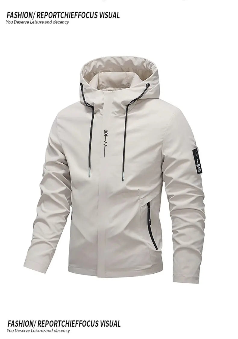 High-quality men's fashionable, stylish, versatile, trendy and casual spring and autumn jacket hooded jacket