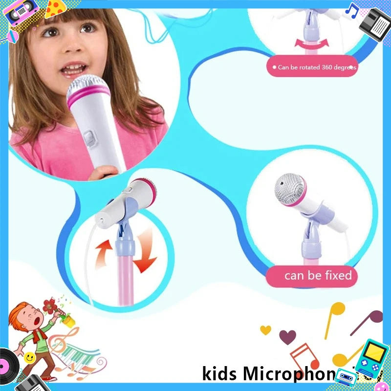 Kids Microphone with Stand Karaoke Song Machine Music Instrument Toys Brain-Training Educational Toys Birthday Gift for Girl Boy