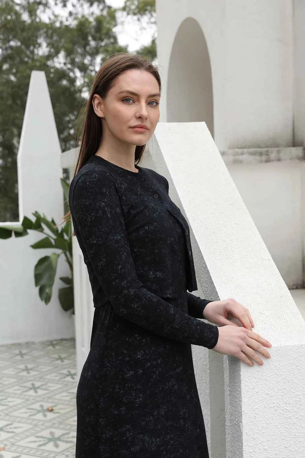 AP SS2025 New Women Dress Rib Tie Dye Cardigan and Dress Cotton Soft