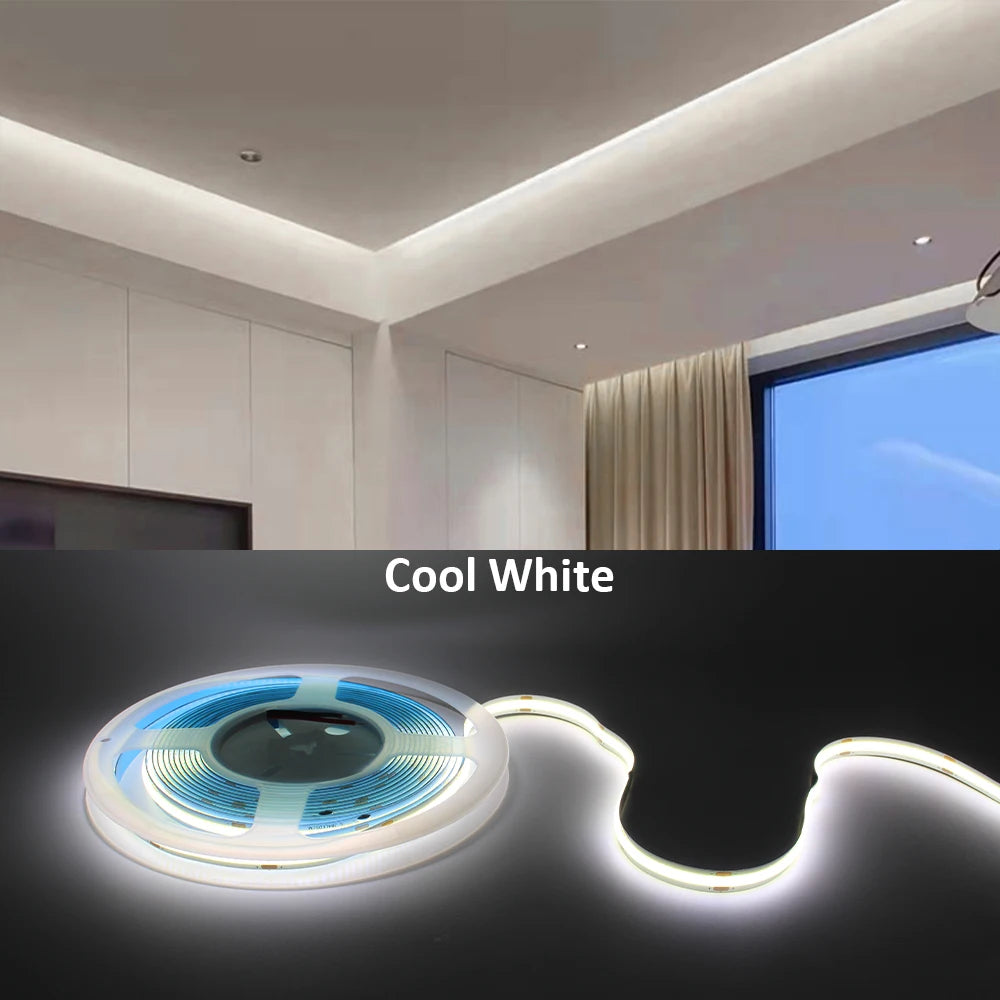 FOB COB LED Strip Lights 12V 2M 3M 5M High Density Flexible Diode Tape Light 3000K 6000K Linear Dimmable 12 Volt Home Decoration