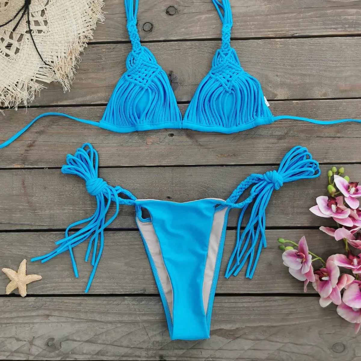 2025 New Bandage Stripes Brazilian Bikini Swimwear Women's Swimsuit Two Piece Set Female Sexy Lace up Mujer Beachwear Summer