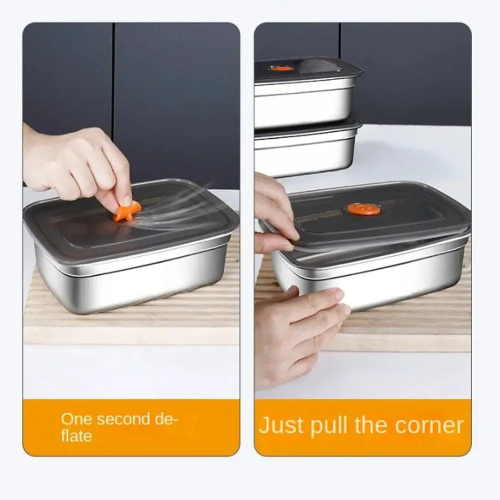 Stainless Steel Camping Lunch Box Sealed Microwave Suitable Bento Box Leak-proof Large Capacity Refrigerator Freezer Storage Box