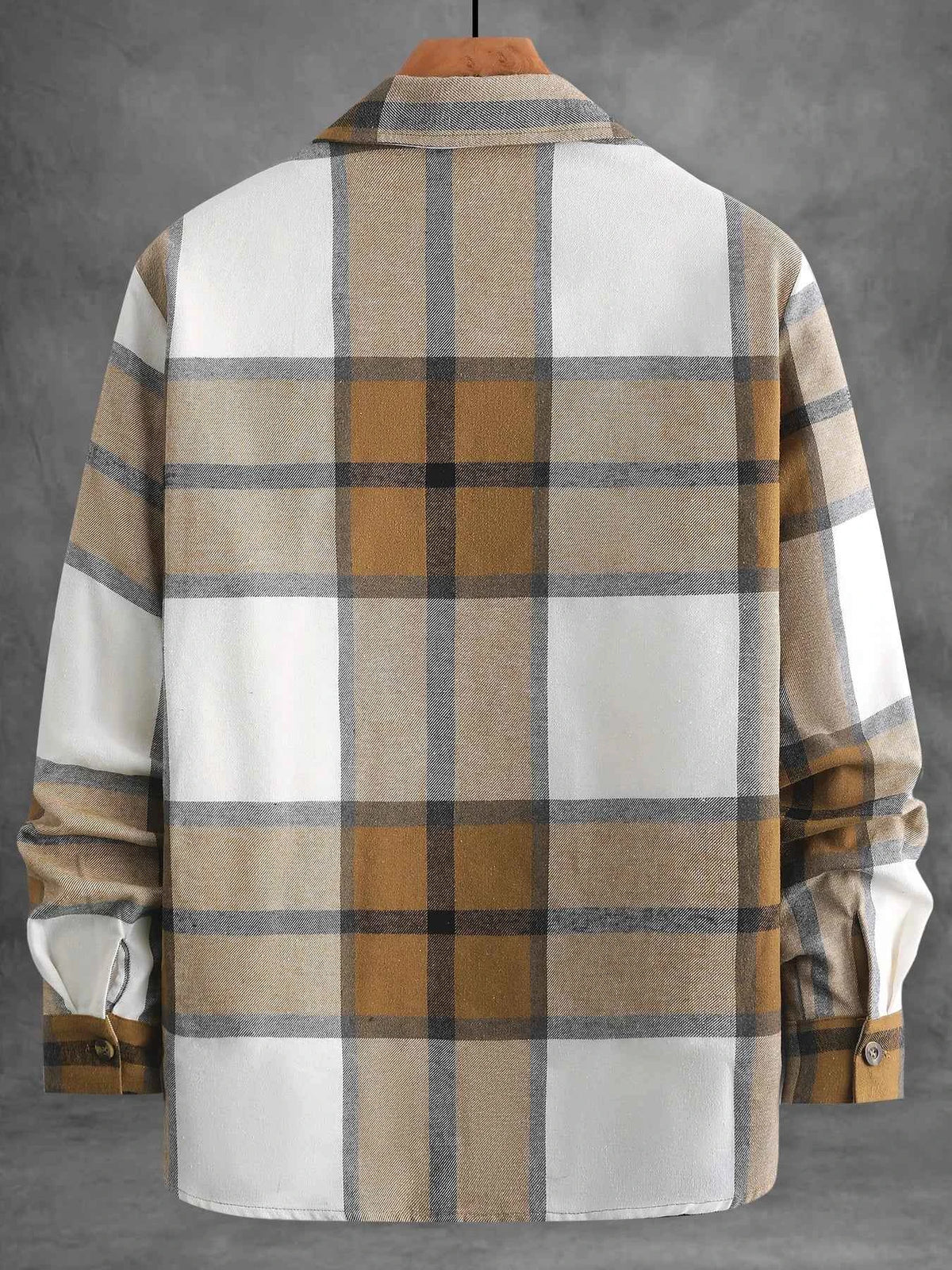Men's Caramel Plaid Flannel Shirt For Autumn Style