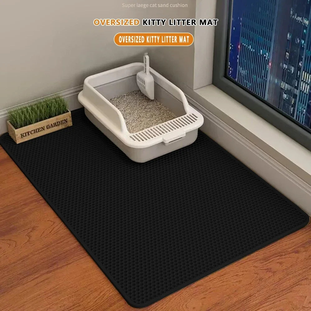 black Color Waterproof Cat Litter Mat 2-Layer EVA Trapping Design