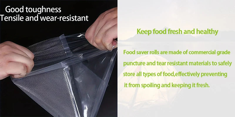 JKUOO Vacuum Sealer Bags Rolls for Food - Freezer Roll Bags - Food Saver Compatible with Vacuum Sealer Machines