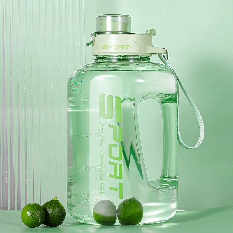 1.2L/1.7L Large Capacity Ton Bucket Water Bottle Large Belly Cup Fitness Sports Water Bottle Portable Plastic Space Cup