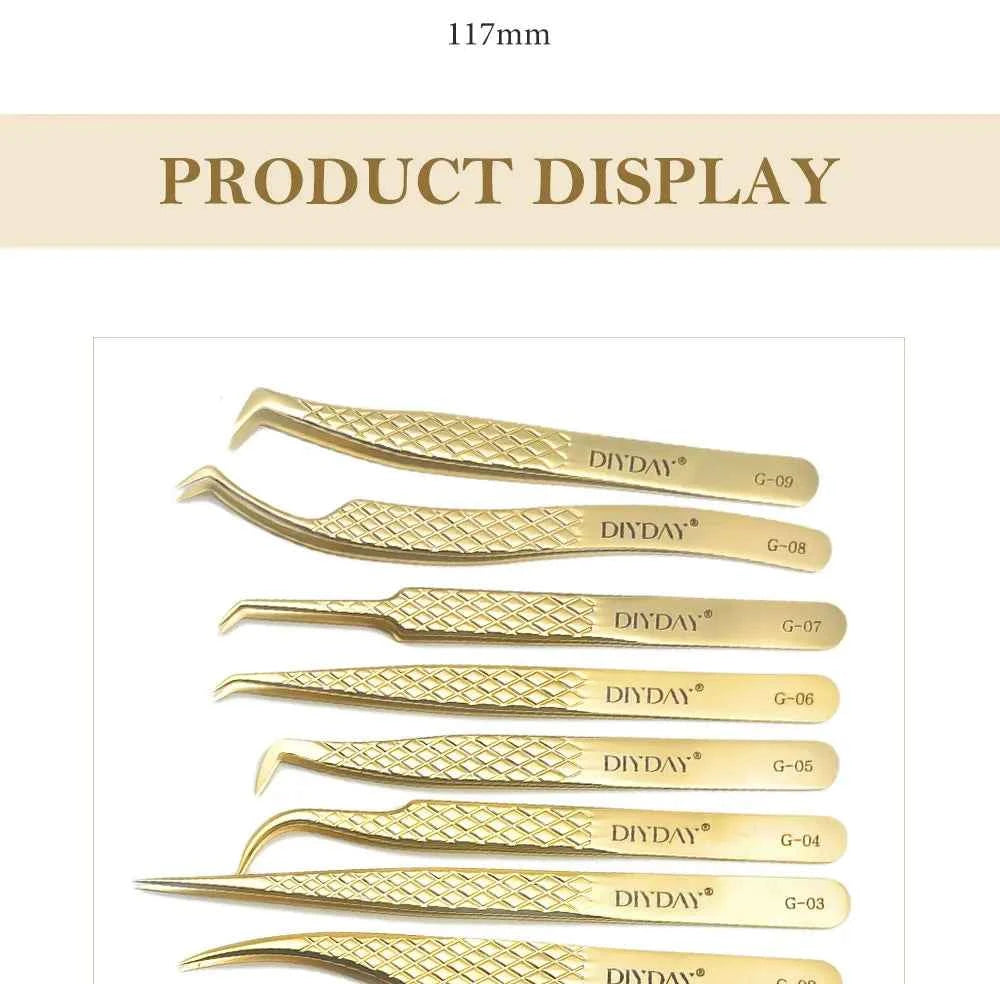 DIYDAY Anti-slip Eyelash Extension Tweezers Stainless Steel Fiber Tip Lashe Tweezer Precision Makeup Tool for Professional Use