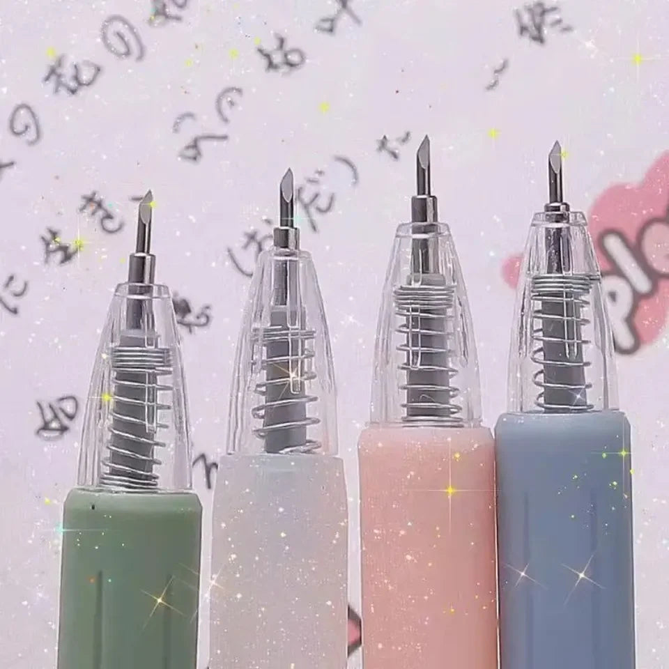 6/1pcs Wrapping Cutting Utility Pen Knife Retractable Press Hand Account Pen Knife Creative Art Paper Cutting Tool for Student
