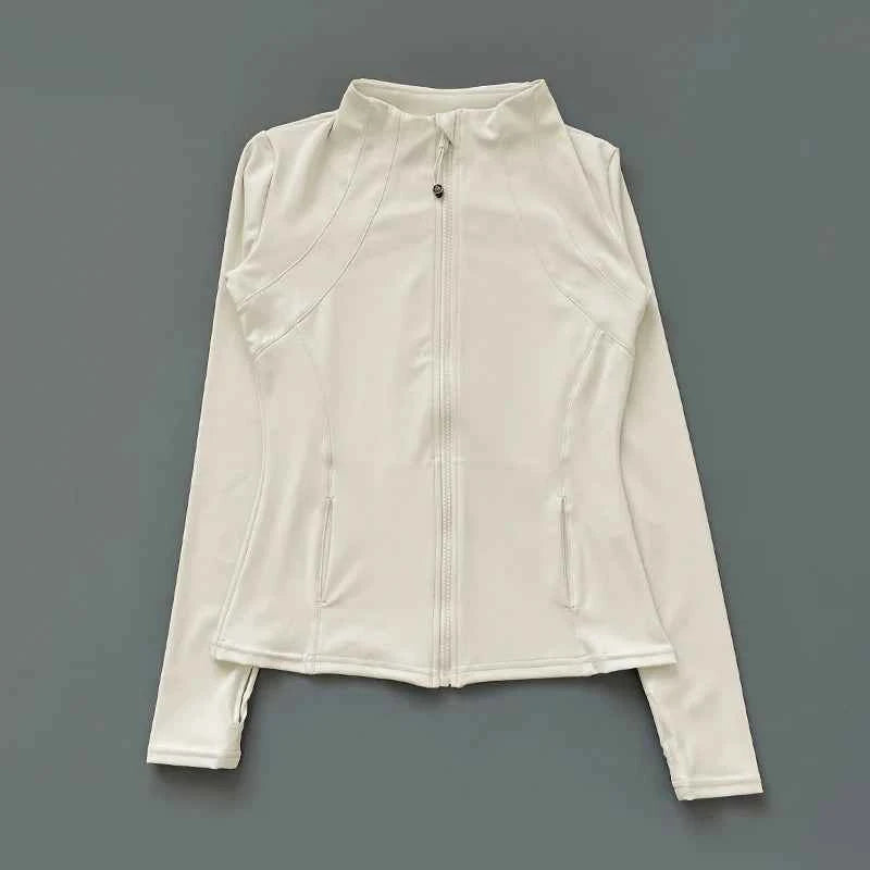 athletic slim fit quick drying zipper running jacket women dryfit outer wear yoga training fitness jacket with thumb hole