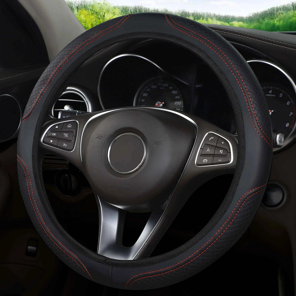 The car steering wheel cover has no inner ring Steering Wheel Cover Anti Slip Breathable  Cover Universal Microfiber Leather