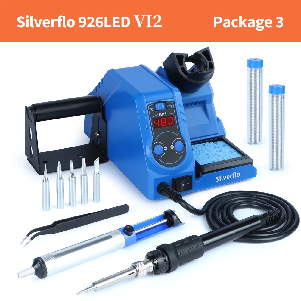 Silverflo 926LED-V Series Soldering Station Thermostatic Soldering Iron Station Welding Rework Station with Sleep Mode