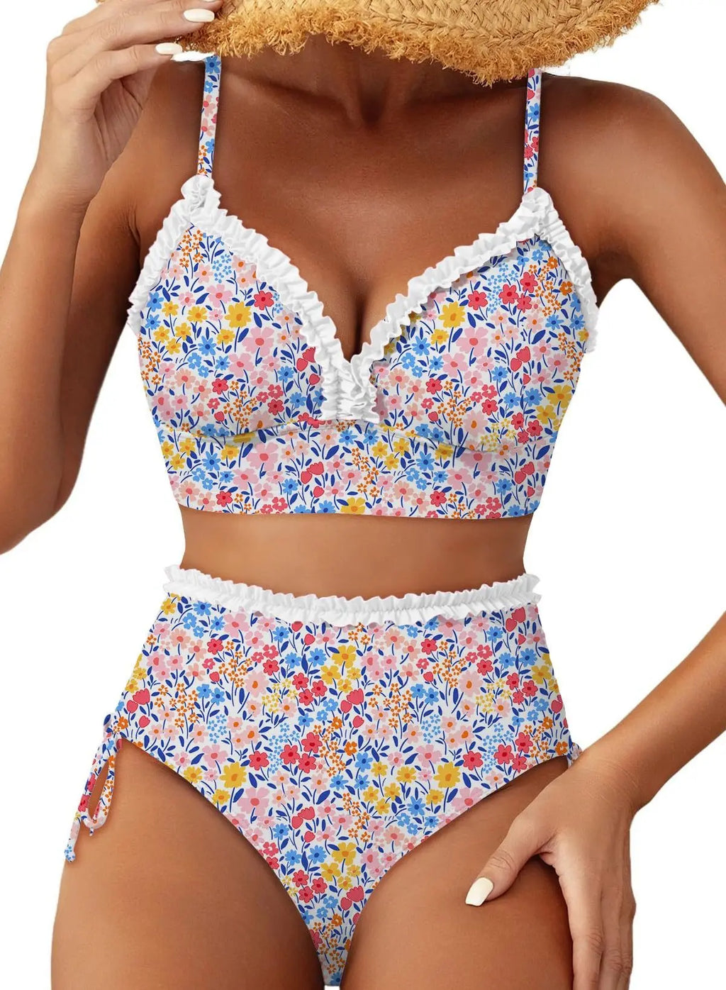 2026 V Neck String Two Piece Bikini With Shorts Women Swimwear Female Swimsuit Bathers Bathing Swimming Suit Beachwear Summer