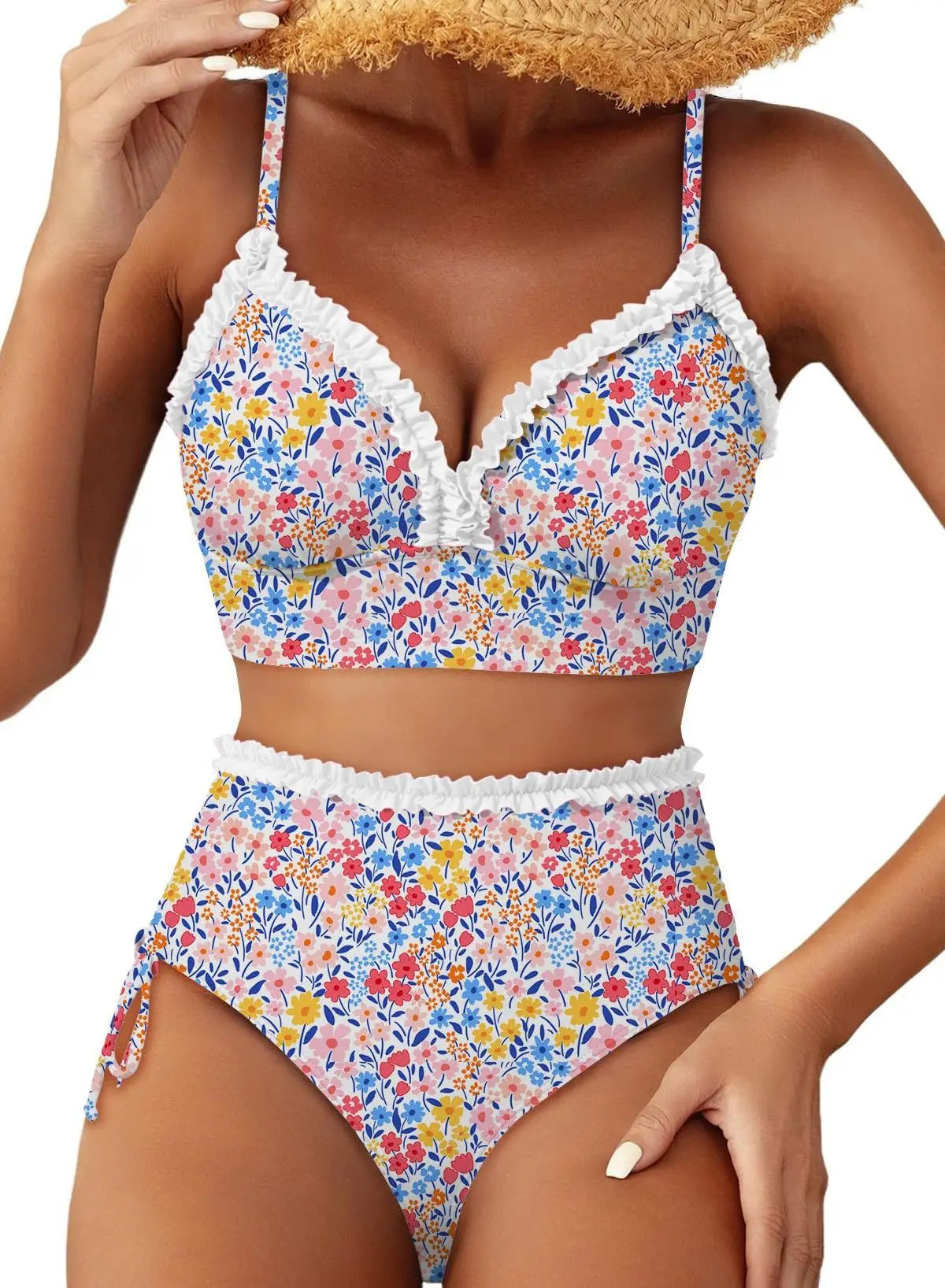 2026 V Neck String Two Piece Bikini With Shorts Women Swimwear Female Swimsuit Bathers Bathing Swimming Suit Beachwear Summer