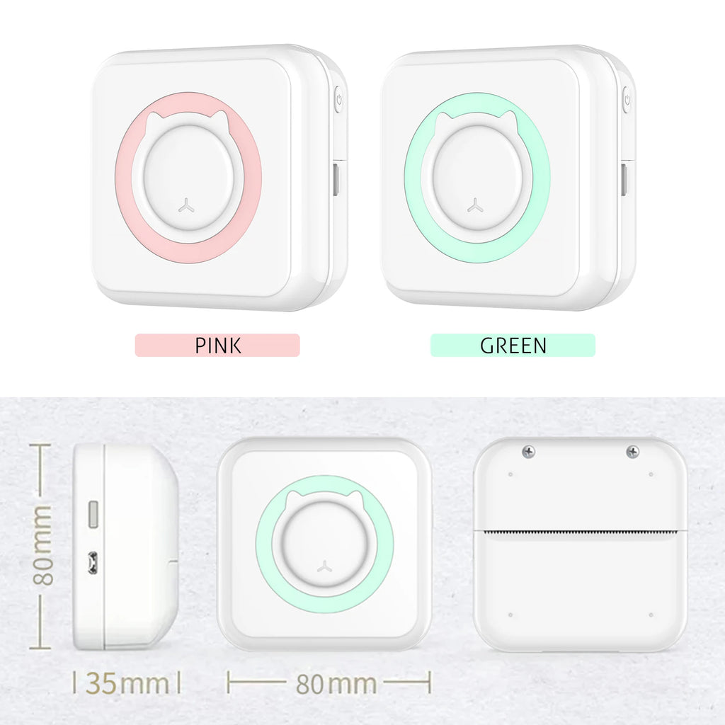 Portable Mini Thermal Printer Wirelessly BT 203dpi Photo Label Memo Wrong Question Printing With USB Cable Imprimante Portable