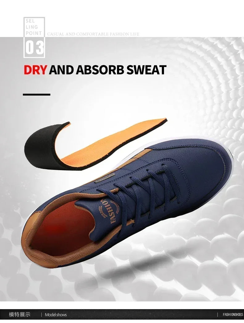 Shoes for Lace Up Footwear Vulcanized Men Leather Sneaker Waterproof Casual Comfortable Men's Sneaker Man Shoe Masculino