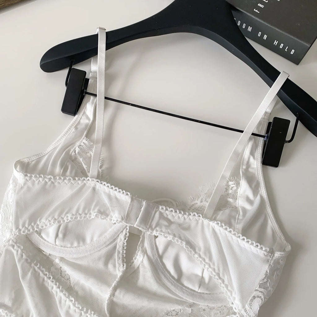 Summer Lace Hollow out ort Design Sensual Pure Desire Sexy Top Women's Strapl Crop Vest Tulle Me Brtte Outfit