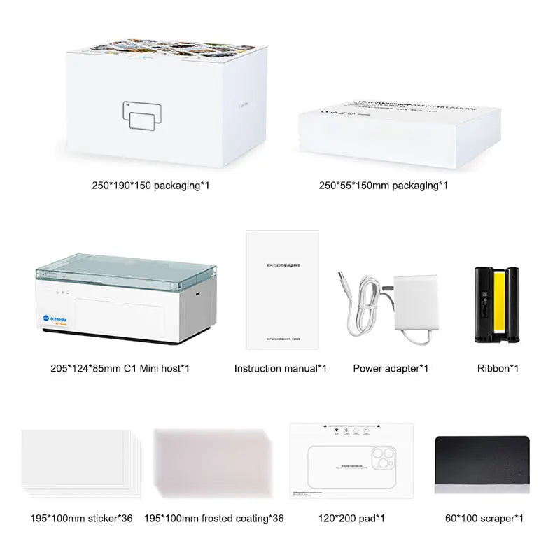 SUNSHINE C1 Mini Printer Connected to SS-890c/mini/pro/pro max 870C Y22 film cutter,customized mobile phone color film back film