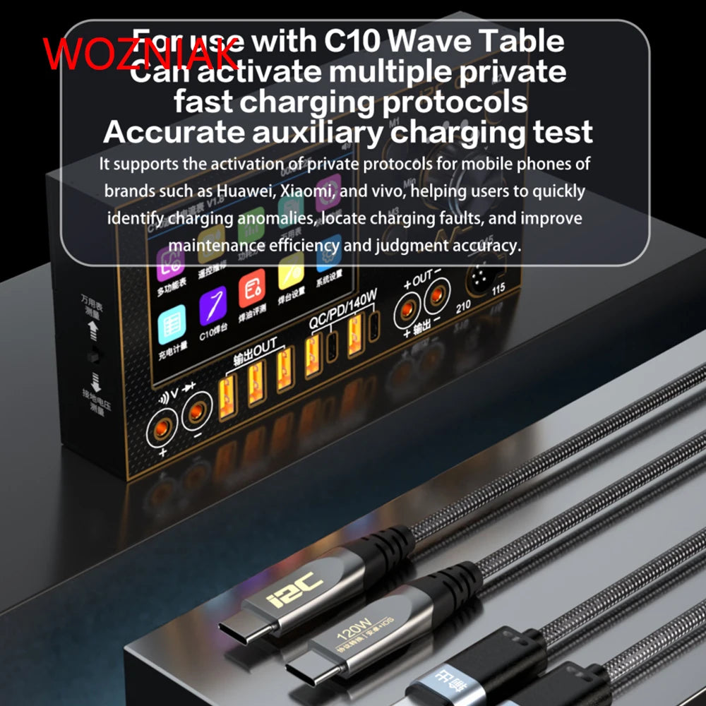 I2C Turbo TU1 TU2 1.2/1.8 Meters 65W 120W High Power Universal Flash Fast Charging Cable for IOS Android Mobile Phones Repair