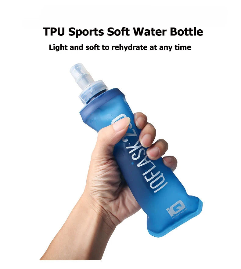 250ML/500ML Water Bottle Folding Soft Flask Sport Water Bottle Water Bag Collapsible Water Bottle Running Camping Hiking