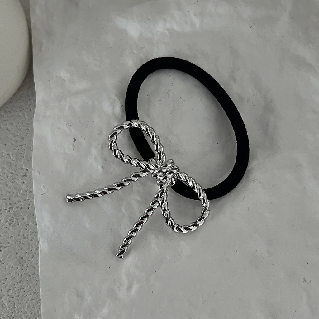 Fashion Irregular Geometric Hair Ties Elastic Hairband Punk Metal Hair Bands Rope Women Bowknot Ponytail Holder Hair Accessories
