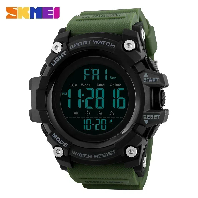 ArmyGreen Watch Color Men’s Digital Sport Watch – Stopwatch, Alarm & 5ATM