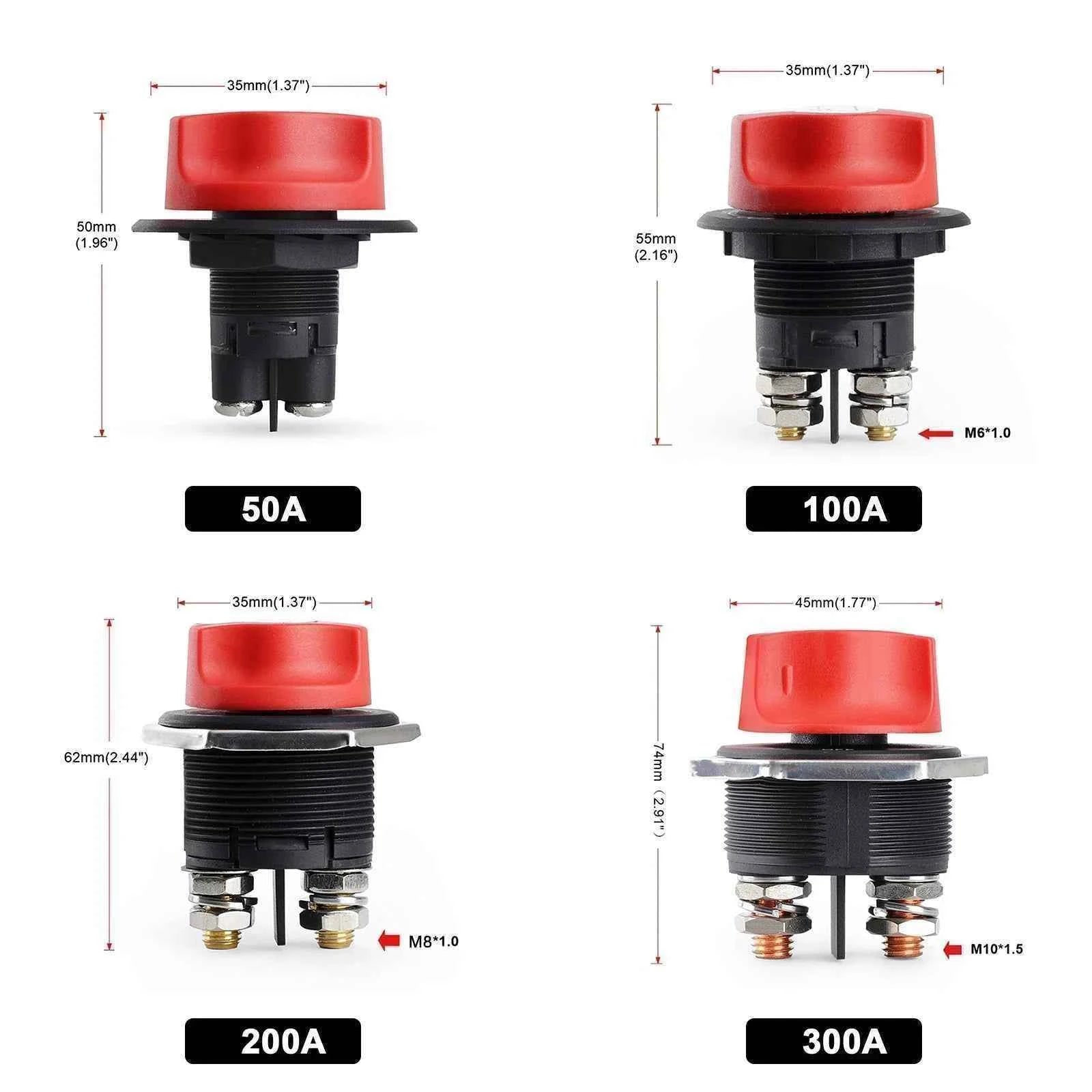 Battery Disconnect Switch Battery Master Power Cut Off Switch  DC 32V 50A 100A 200A 300A Battery Isolator Kill Switches For Car