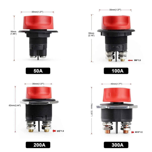 Battery Disconnect Switch Battery Master Power Cut Off Switch  DC 32V 50A 100A 200A 300A Battery Isolator Kill Switches For Car