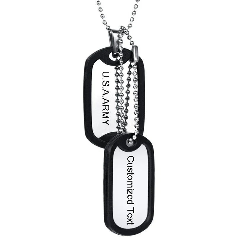 Customized ID Double Dog Tag Military Soldier Circle Pendants Titanium Steel Personalized Necklace Fashion Jewelry Free Carving