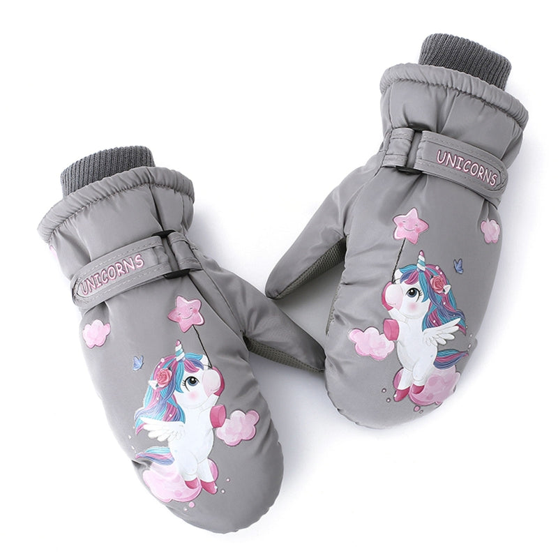 Kids Ski Gloves Waterproof Children Outdoor Gloves Cartoon  Print Cycling Gloves Anti-slip Mittens for Girls Boys Dropshipping