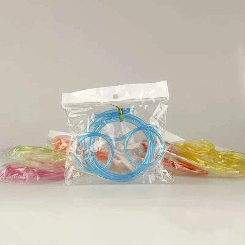 Straw Glasses Funny Soft PVC Glasses Flexible Drinking Straws Kids Party Supplies Bar Supplies Creativity Toy Kids Gift